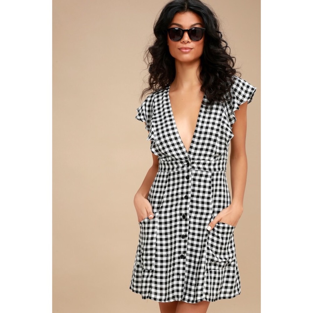 NWT Lost & Wander Gingham Mini Dress - Medium
